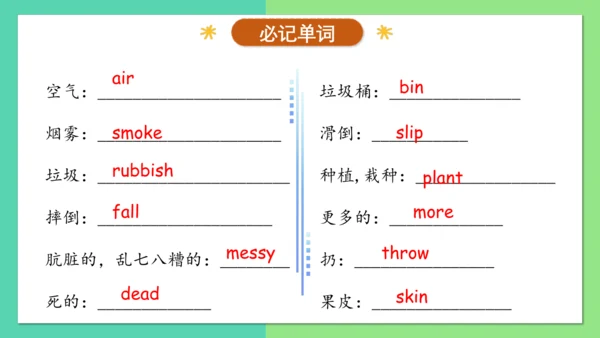Unit 6 Keep our city clean 复习课件（知识梳理+典例精练）(共25张PPT