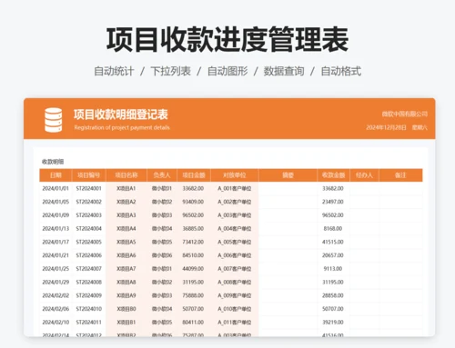 项目收款进度管理表