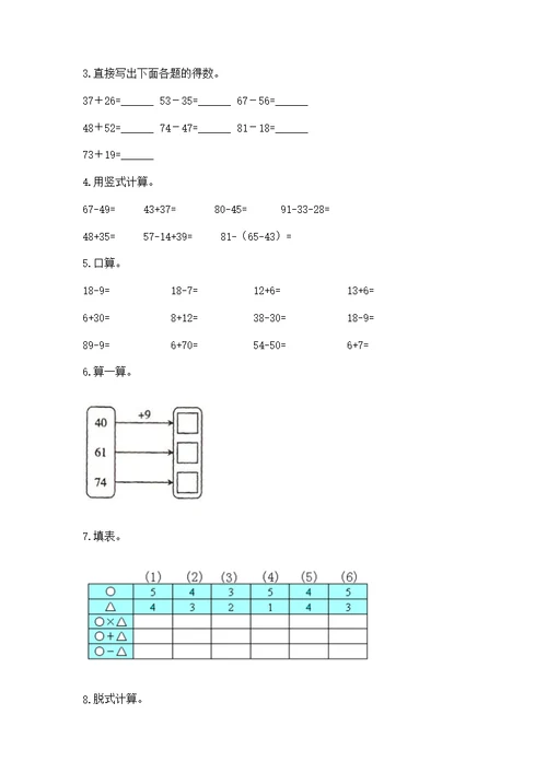 人教版数学小学二年级上册重点题型专项练习附参考答案（夺分金卷）