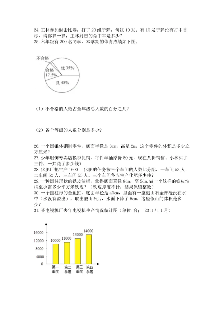 六年级小升初数学解决问题50道精品【突破训练】.docx