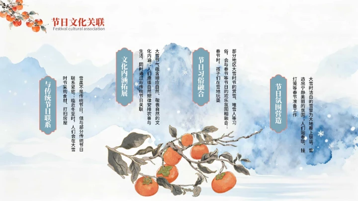 蓝色中国风大雪节气PPT模板