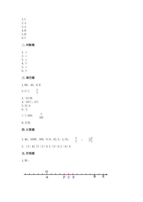 甘德县六年级下册数学期末测试卷（研优卷）.docx