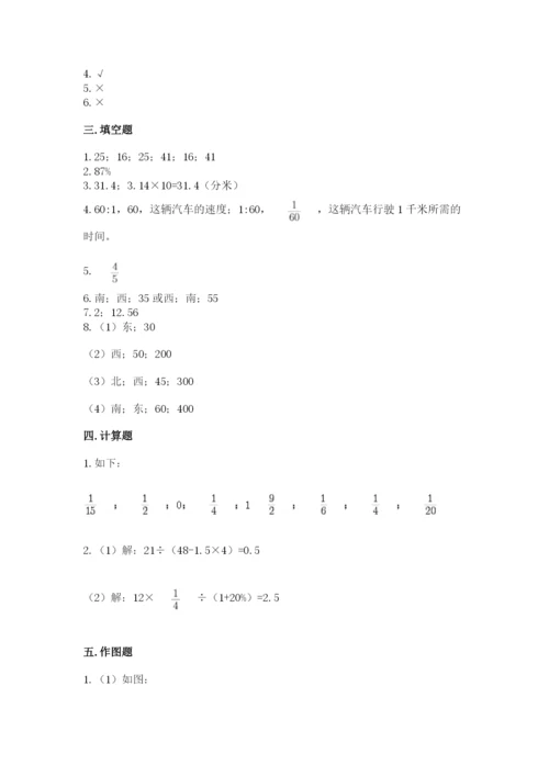 小学数学六年级上册期末模拟卷及参考答案（轻巧夺冠）.docx