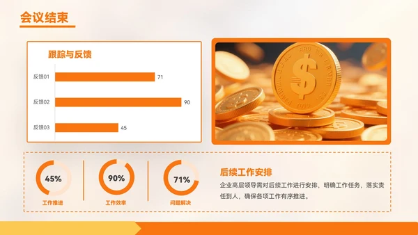 橙色质感风金融企业部门汇报会议PPT模板