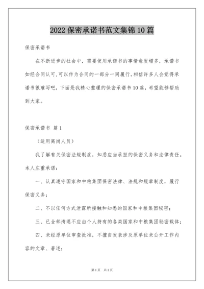 2022保密承诺书范文集锦10篇.docx