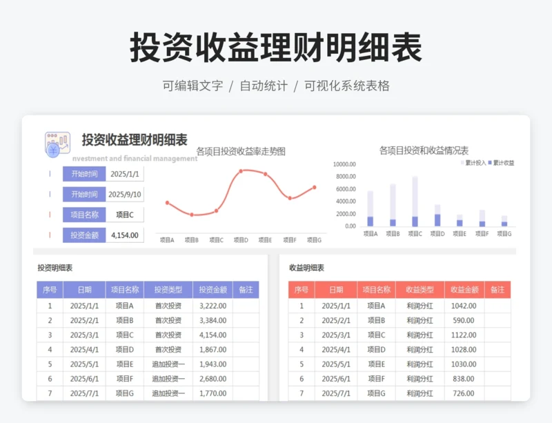 投资收益理财明细表