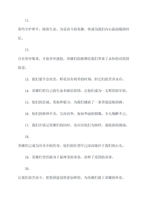 怀念英雄好词好句