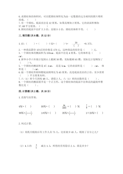 苏教版六年级下册数学期中测试卷【模拟题】.docx