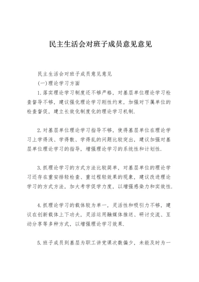 民主生活会对班子成员意见意见.docx