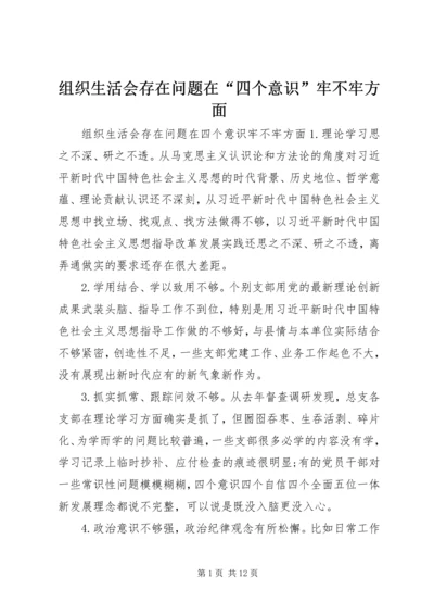 组织生活会存在问题在“四个意识”牢不牢方面.docx