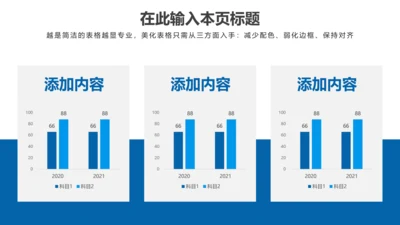 PPT柱状图蓝色简约风