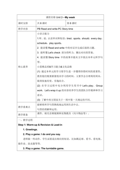 Unit 2 My week Part B Read and write PC Story time
