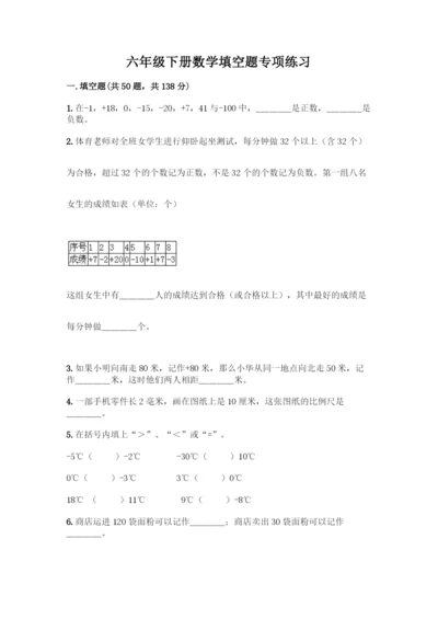 六年级下册数学填空题专项练习含答案(基础题).docx