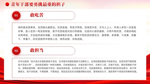 红色党建把担当作为青年干部的时代标签党课课件PPT