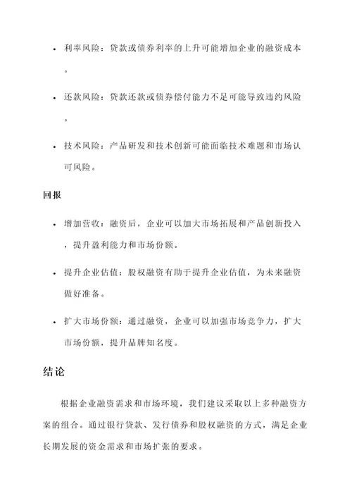 为企业制定融资方案