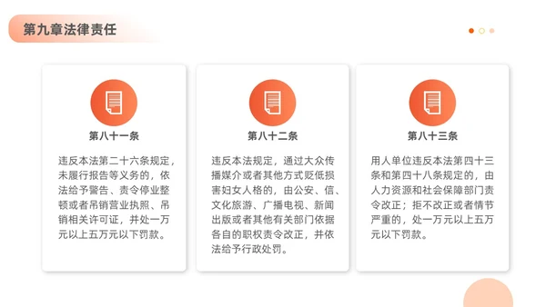 橙色黄色插画风简约风妇女权益保障法法律条文解释PPT女性健康