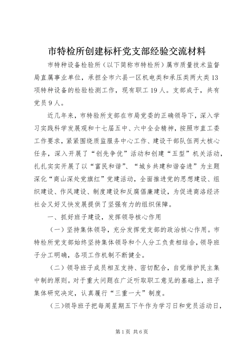 市特检所创建标杆党支部经验交流材料.docx