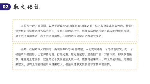 卡通风钻木取火介绍PPT模板神话故事