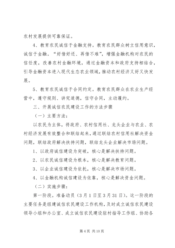 诚信农民建设工作实施方案 (3).docx