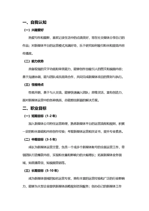 大学生职业生涯规划书