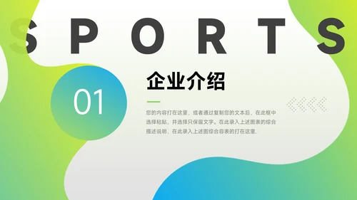 绿蓝运动潮流企业路演计划书PPT模板