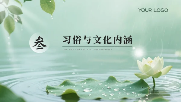 绿色夏至节气介绍通用PPT模板