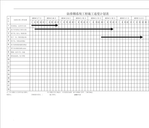 消防工程施工进度计划规划方案表模版