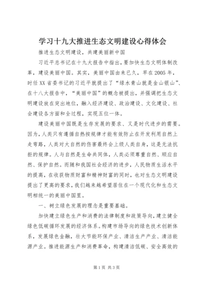 学习十九大推进生态文明建设心得体会.docx