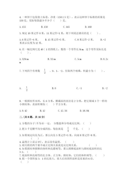 河南省平顶山市六年级下册数学期末测试卷（达标题）.docx