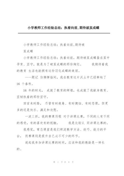 小学教师工作经验总结：执着向前,期待破茧成蝶.docx