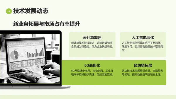 绿色商务风IT互联网季度汇报PPT模板