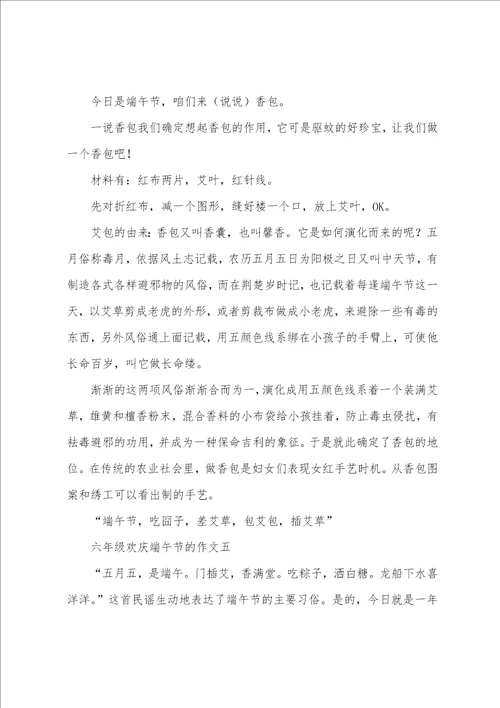 六年级欢度端午节的作文