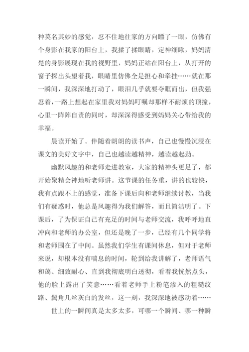 幸福的瞬间作文600字.docx