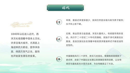 绿色国潮风中华服饰文化服装发展史文化讲座PPT