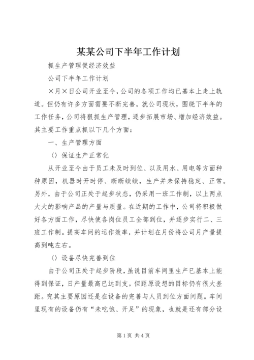 某某公司下半年工作计划.docx