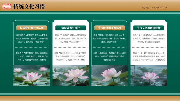 绿色古风二十四节气夏至节气介绍PPT模板