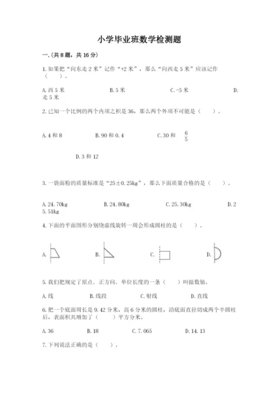 小学毕业班数学检测题精品【巩固】.docx