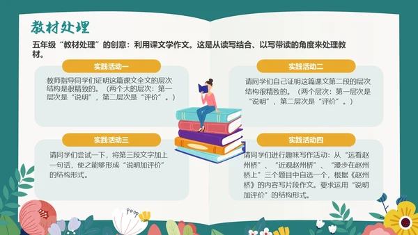 绿色插画风阅读教学设计多文本阅读教学设计课件PPT模版读书