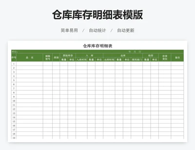 仓库库存明细表模版