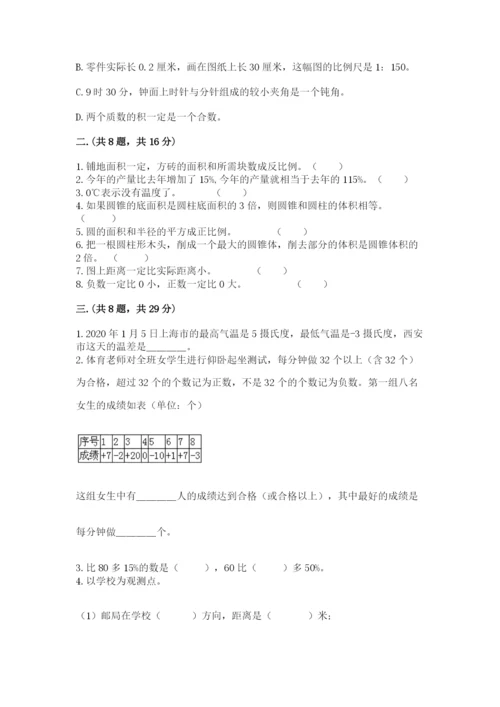 河南省平顶山市六年级下册数学期末考试试卷含答案（轻巧夺冠）.docx