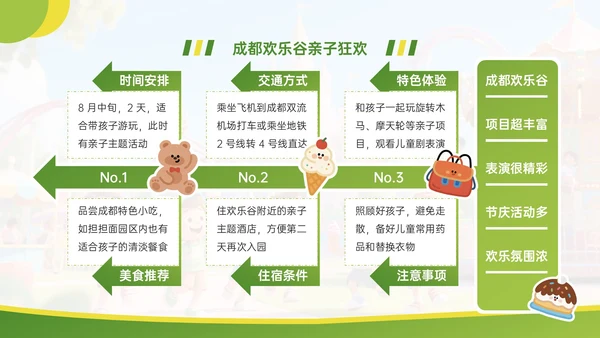 绿色清新卡通风暑假旅游计划PPT模板