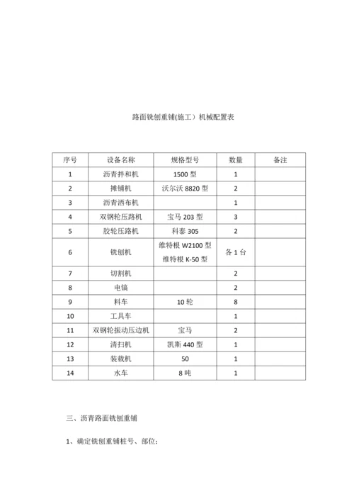 沥青路面铣刨重铺综合标准施工专业方案.docx