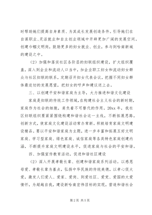 社区妇联XX年度工作计划范文.docx