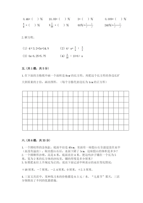 河南省平顶山市六年级下册数学期末测试卷（能力提升）.docx