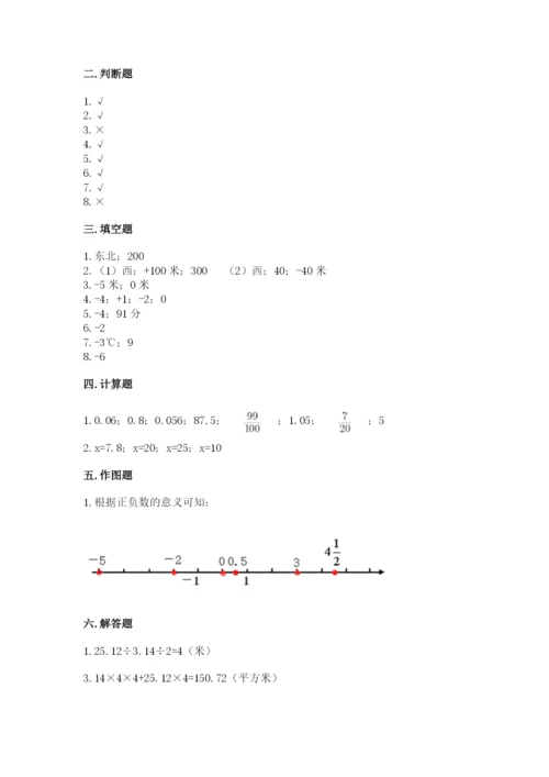 沪教版小学数学六年级下册期末检测试题及完整答案【精选题】.docx