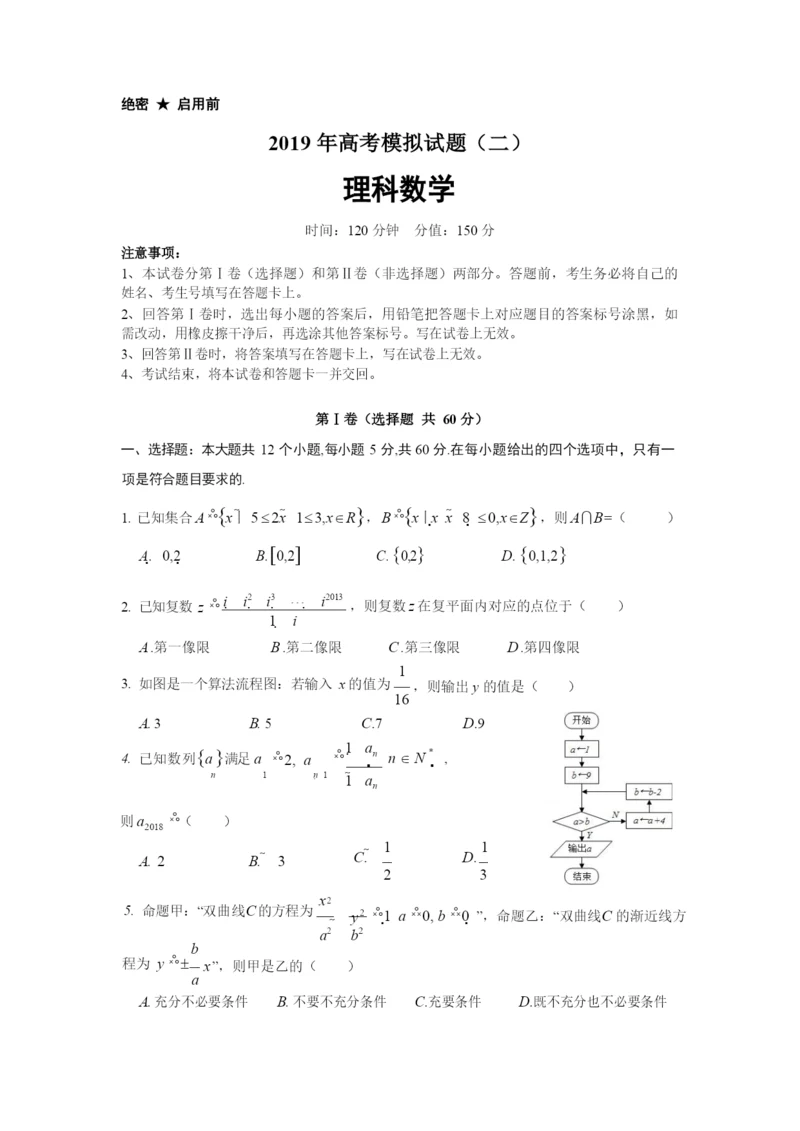 2021年高考数学(理)模拟试题(二).docx