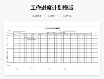 工作进度计划模版