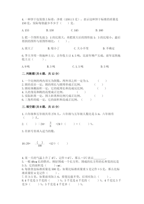 长沙市浏阳市六年级下册数学期末测试卷带答案.docx