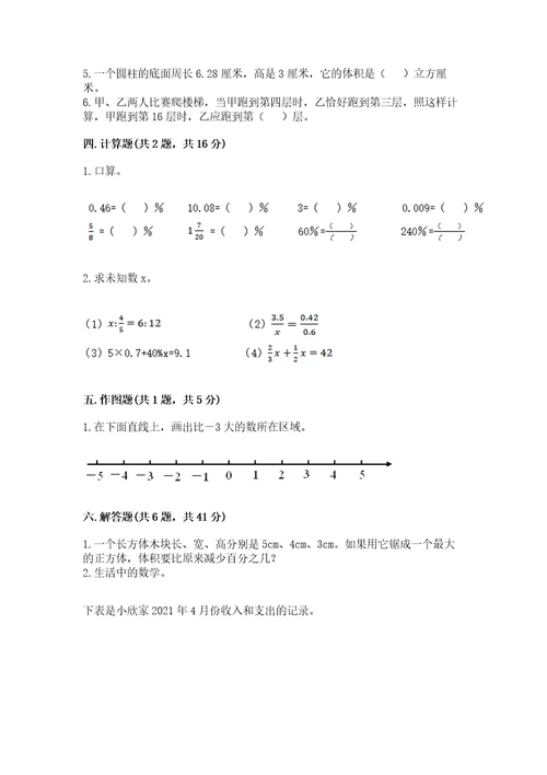 小学六年级下册数学期末测试卷及完整答案（名师系列）