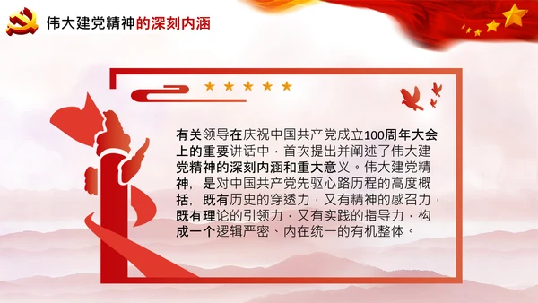 建党100周年七一讲话伟大的建党精神PPT